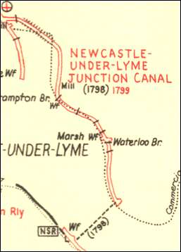 the route of the Newcastle-under-Lyme Junction Canal 