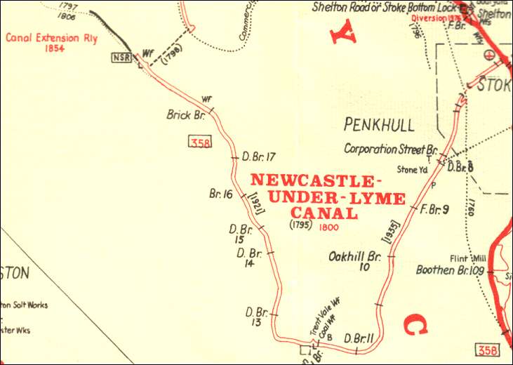 Map from "Canals of North Staffordshire" by Richard Dean