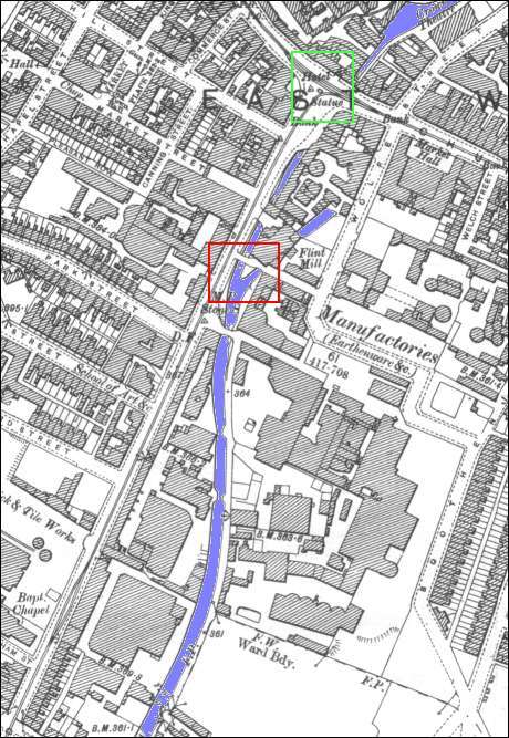 From 1898 OS map showing the passage of the canal into Stoke town.