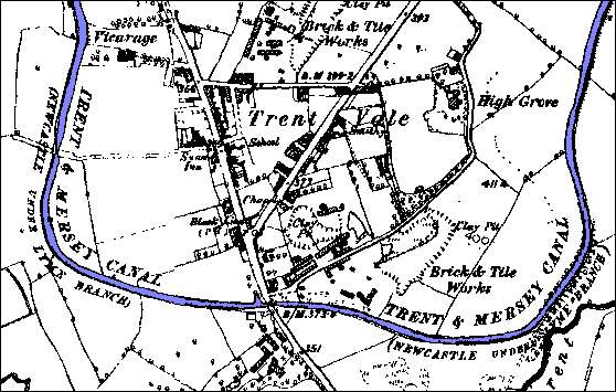 1890 OS Map showing Trent Vale section of the canal