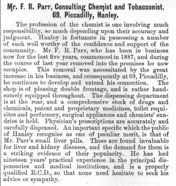 Mr. F. R. Parr, Consulting Chemist and Tobacconist,