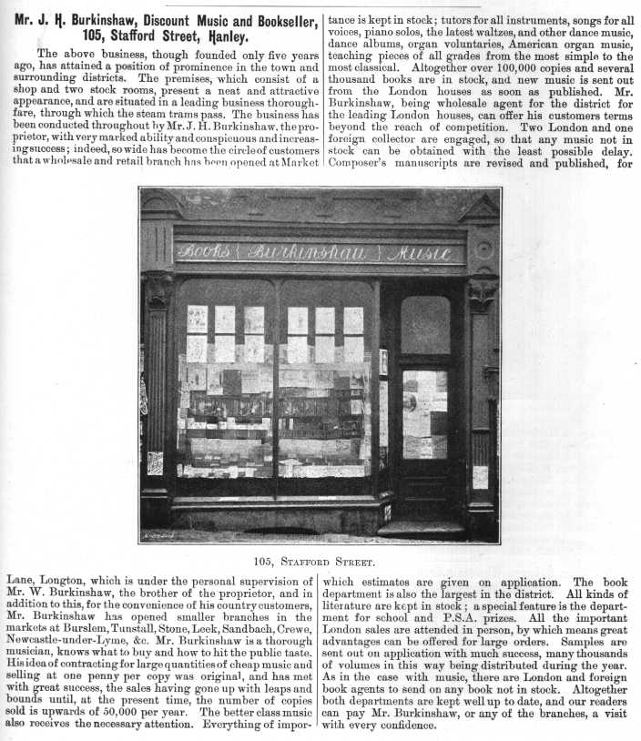 Mr. J. H. Burkinshaw, Discount Music and Bookseller,