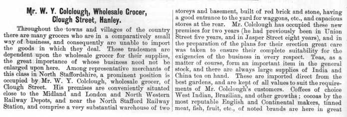 Mr. W. Y. Colclough, Wholesale Grocer,