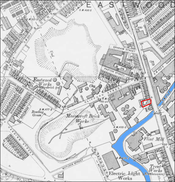 1898 map showing the location of the Bridge public House