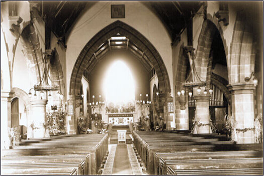 Normacot Church of the Holy Evangelists at Harvest time Interior c 1910 