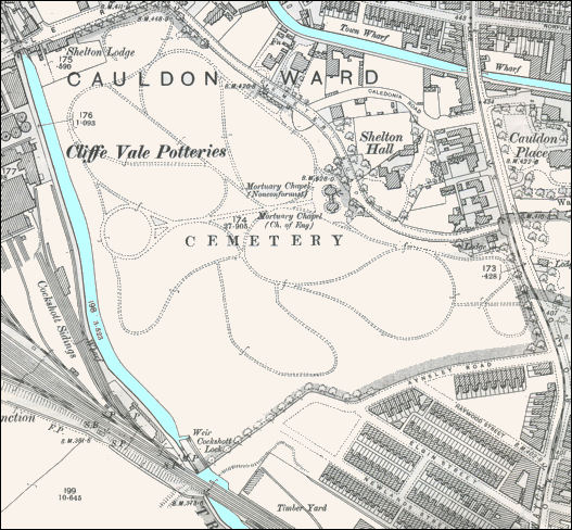 Hanley Cemetery - 1898 OS map