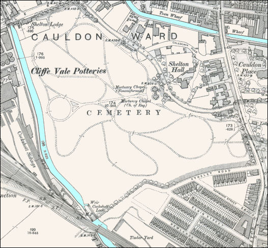 Hanley Cemetery - 1898 OS map