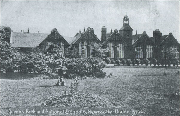 Postcard - "Queens Park and National Schools, Newcastle-under-Lyme" c.1915