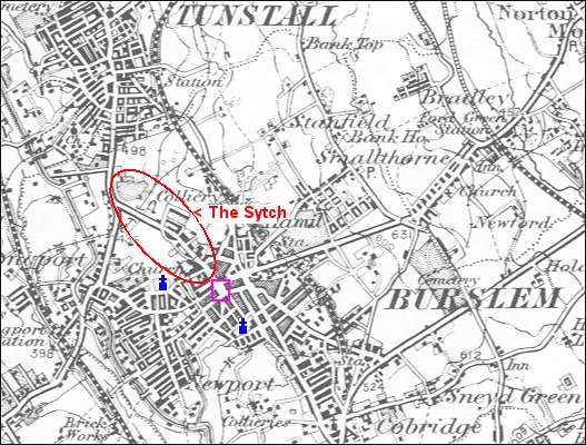 1895 map showing location of The Sytch