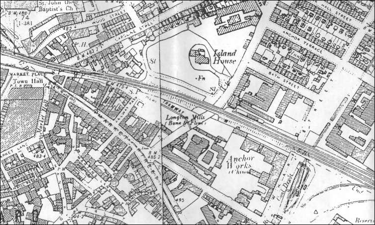 1900 OS map of Longton showing the Anchor Works location