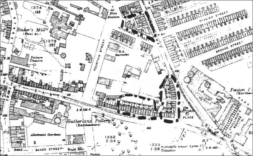 Extract from 1924 OS map - the Victoria Square area of Fenton