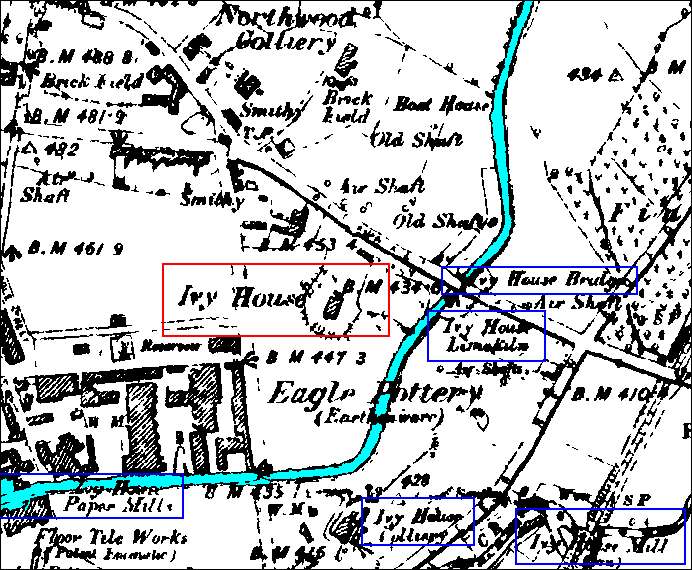 1890 OS map showing the influence of the  Ivy House estate