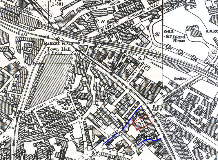1898 map of Longton showing the location of Cyples Old Pottery on Market Street