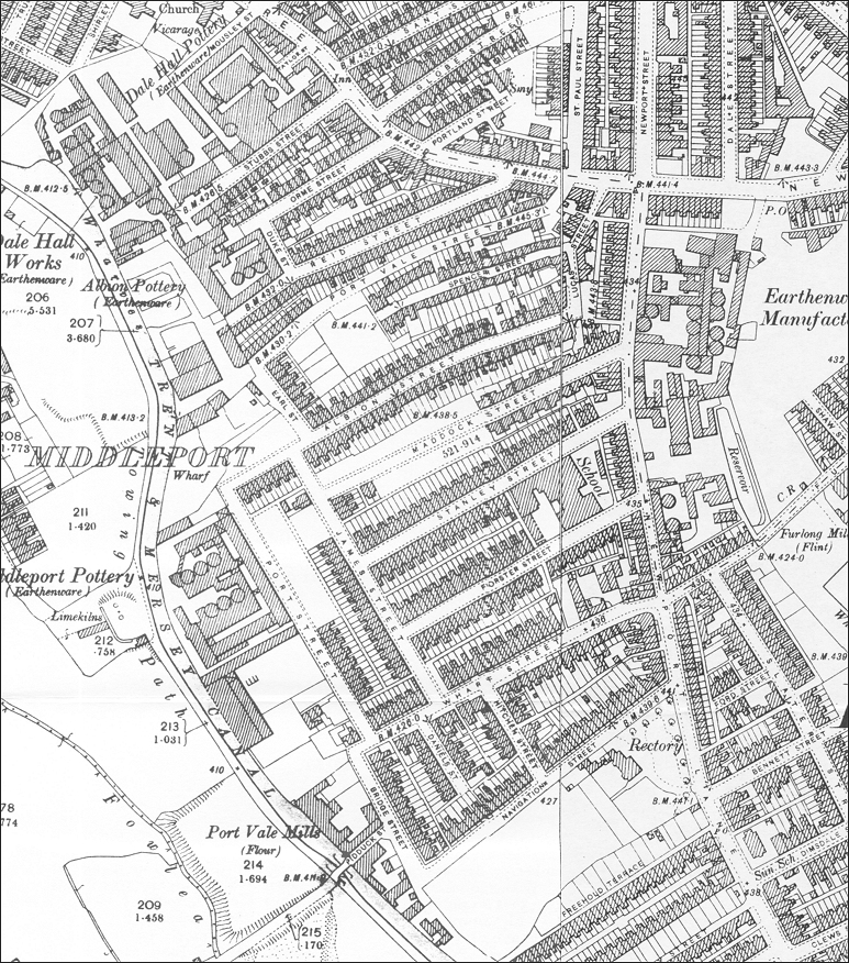 Extract from 1898 OS map of Middleport / Newport area of Burslem