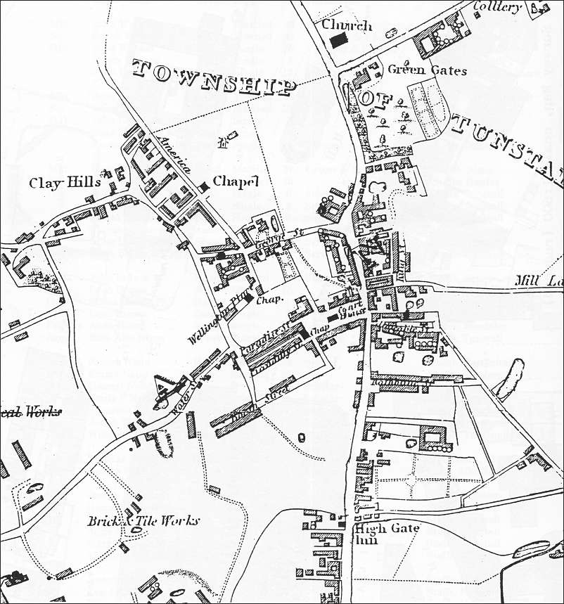 Extract from Thomas Hargreaves 1832 Map - showing the Tunstall area