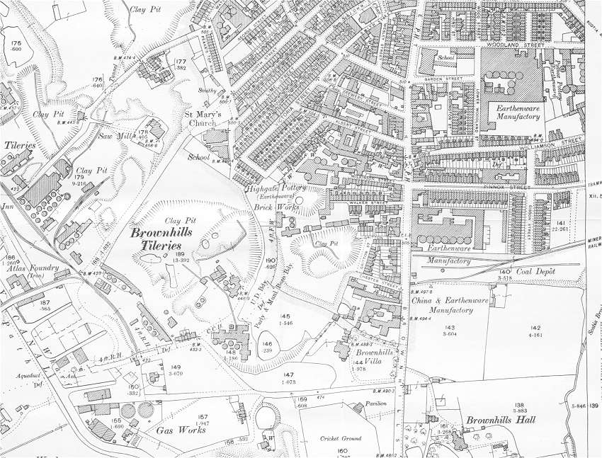 1898 OS map of the Southern part of Tunstall town