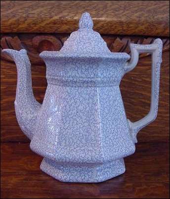 EARLY TRANSFERWARE TEAPOT. PATTERN IS VERMICELLI