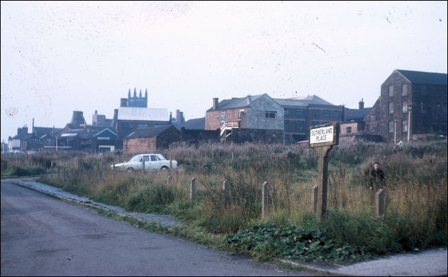 Sutherland Place before clearance - St. James just visible on the sky line