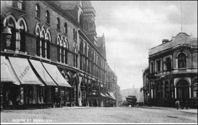 Old postcard of Queen Street - looking from St. John Square