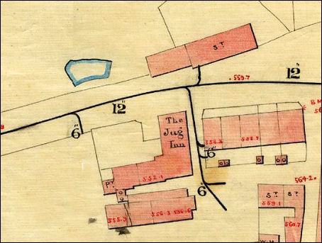 map showing the Jug Inn on Sneyd Street