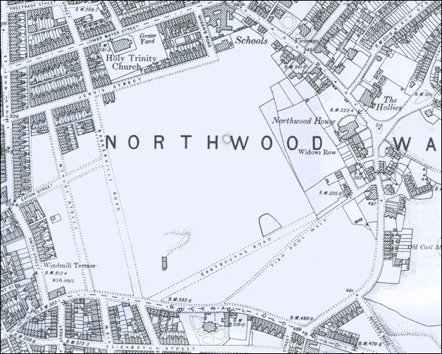 1898 OS map showing the area where the park was to be laid out