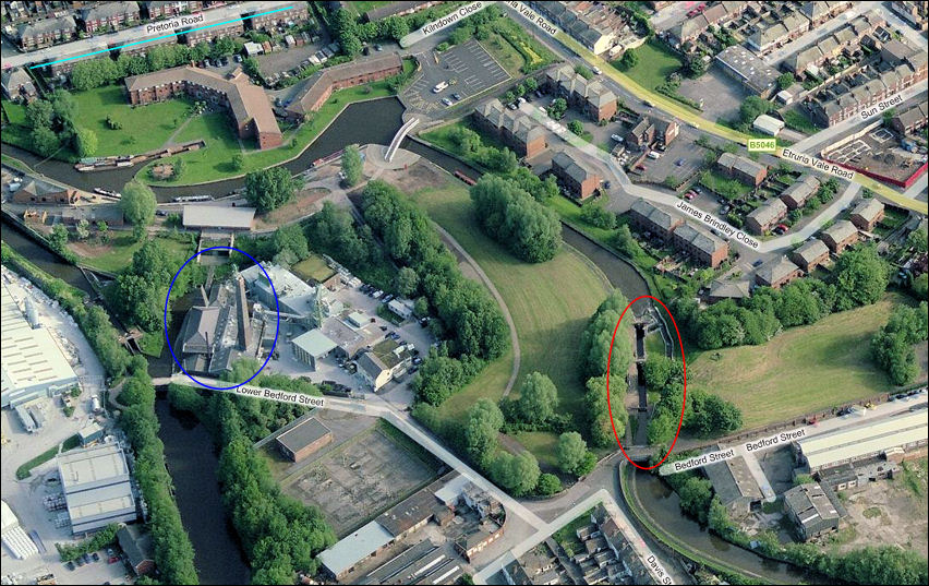 on the left is the Trent & Mersey Canal and on the right the Caldon Canal