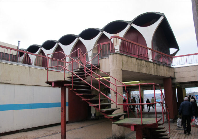 now blocked off - the steps to the upper level and restaurant 