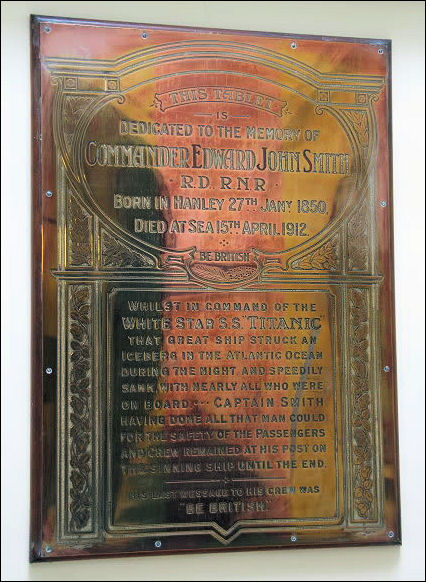 Plaque in Hanley Town Hall 