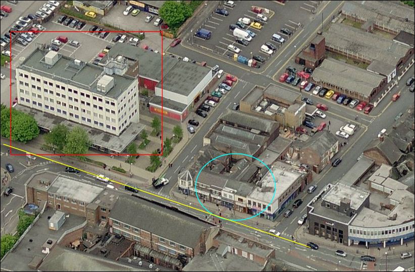 blue circle is the location of no. 7 London Road - Charles John Hopkins, fruiterer and potato merchant 