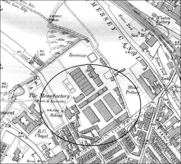 1898 Map showing Minton & Hollins factory