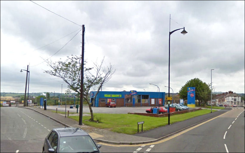 the same view in 2011 - to the left Greenhead Street to the right Scotia Road 