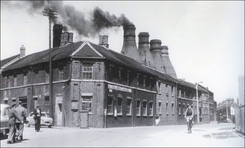the Scotia Pottery - the part of the works to the left was originally the Burslem parish workhouse in Overhouse Street
