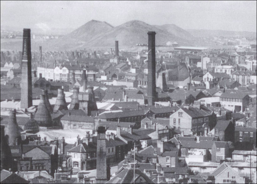 This 1950's photo of Broad Street and Shelton shows the Broad Street Pottery Works  