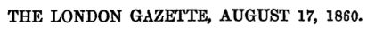 4th August 1860 - dissolution of the partnership between Morley & Ashworth