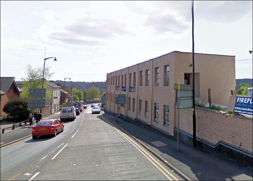 looking down Newcastle Street - on the right the Ford Pottery factory