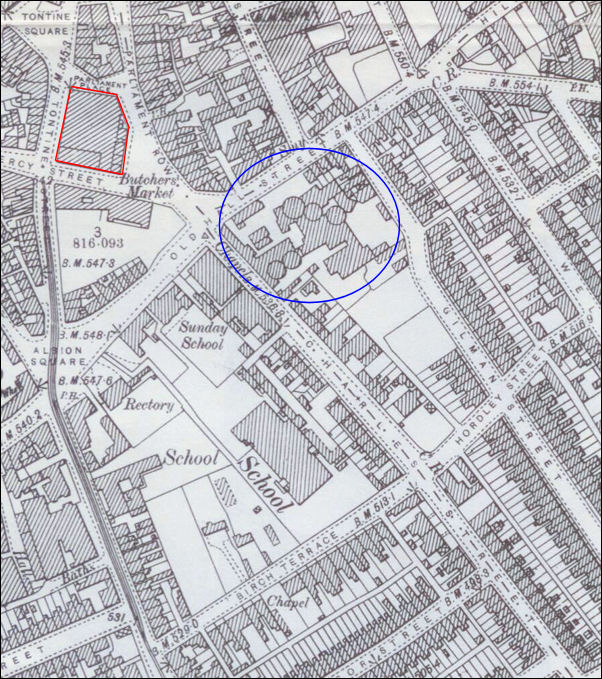 Charles Street Works on a 1898 map 