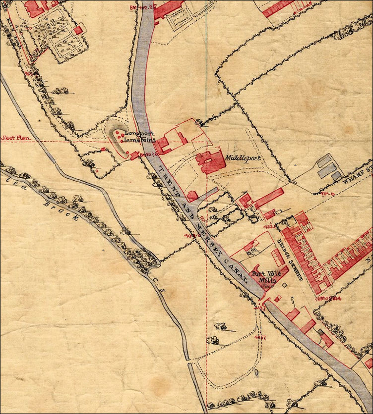 1851 map of the Trent & Mersey Canal in Middleport 