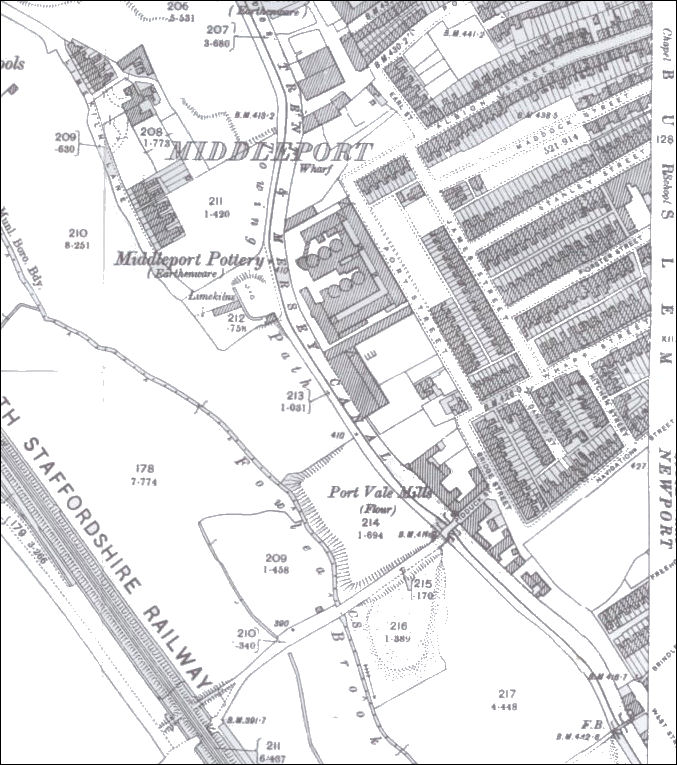 1898 map showing the development of the area 