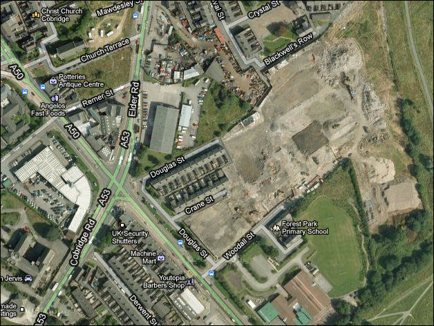 Google maps - 2010, the Myott / Churchill works have been demolished 