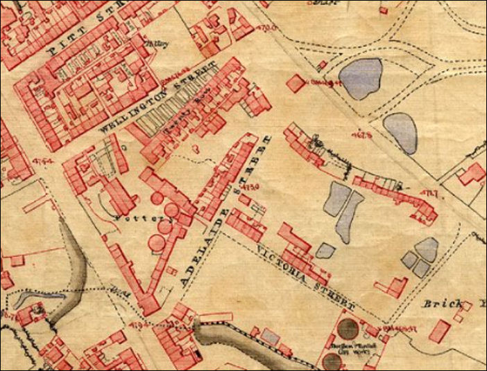 1851 map of the Adelaide Street area