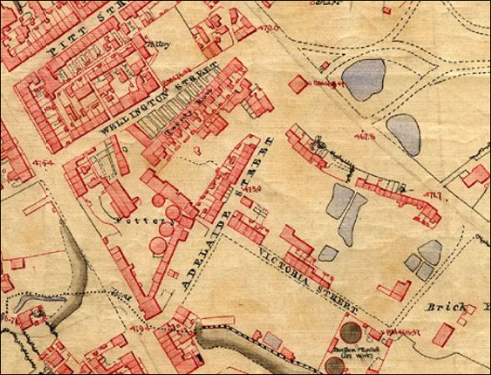 1851 map of the Adelaide Street area