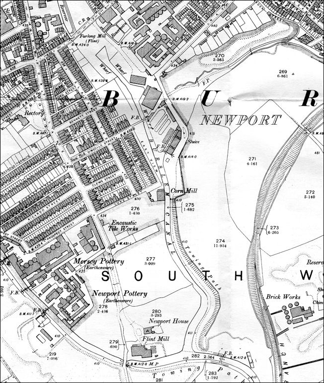 1898 map showing Newport Pottery