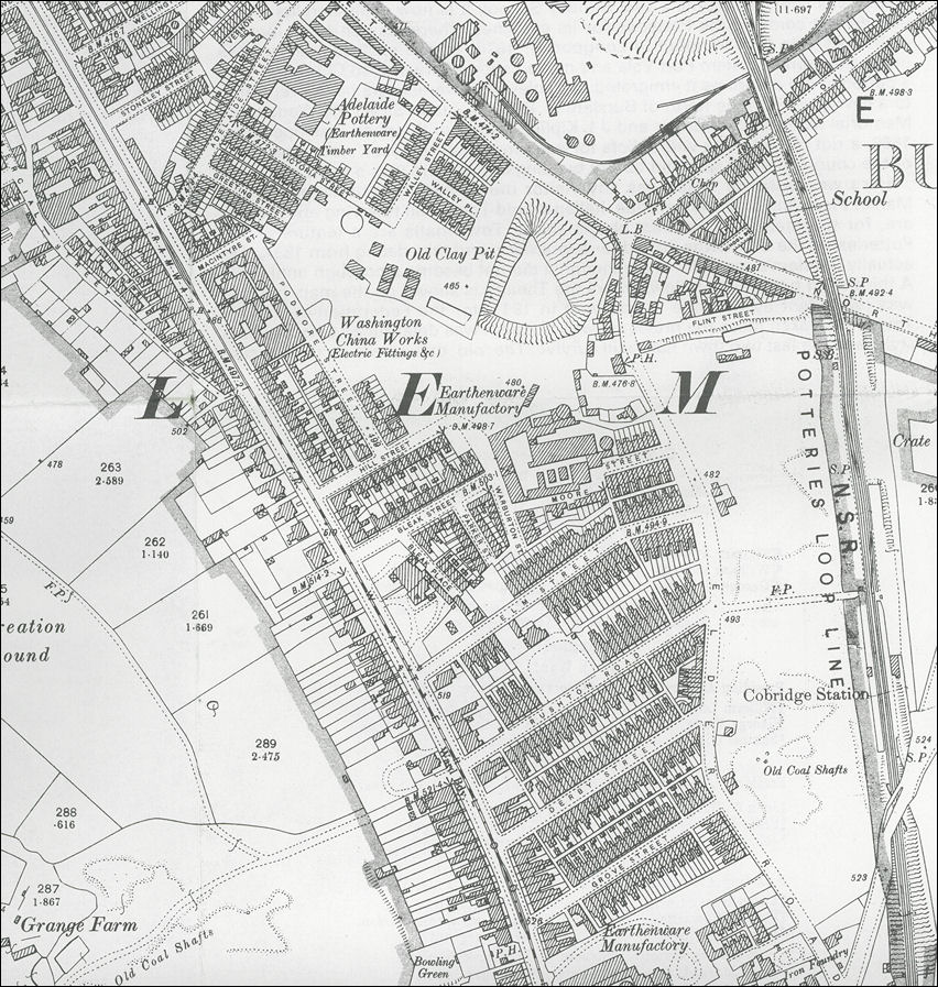 1898 map showing the area of Cobridge arouind the Bleak Hill Works