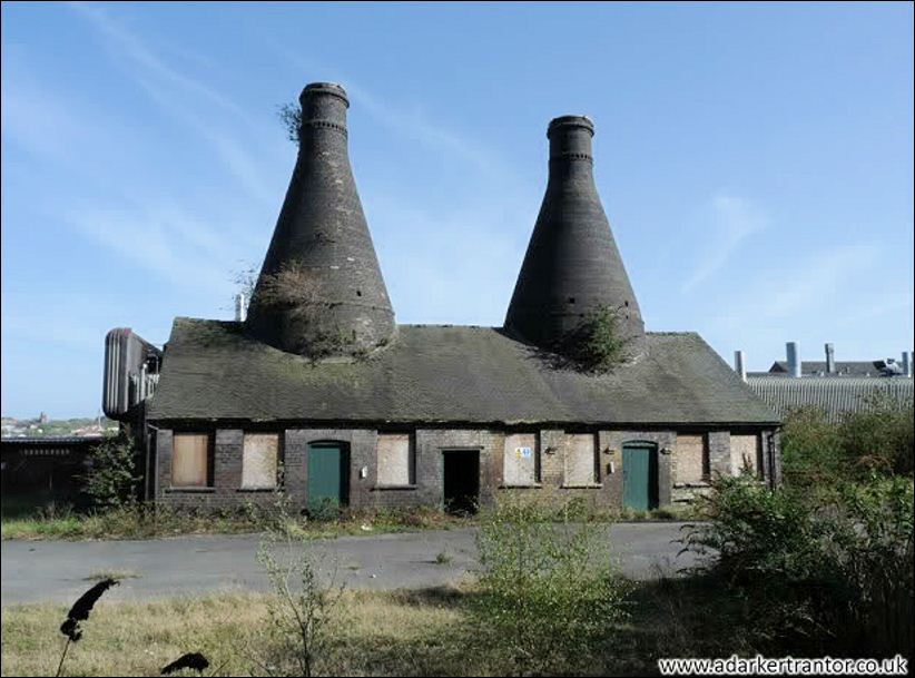 the two remaining bottle kilns on the Falcon Pottery site