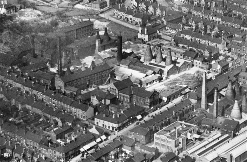 in the centre of the picture is the Falcon Works of W.H. Goss and the works of H.G. Kirkham  