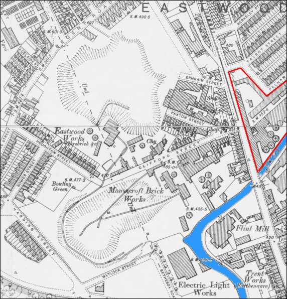 1898 map of the Eastwood area of Hanley