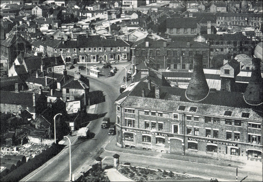 Swinnertons Victoria Pottery on the corner of Broad Street and Victoria Road (now College Road), Hanley