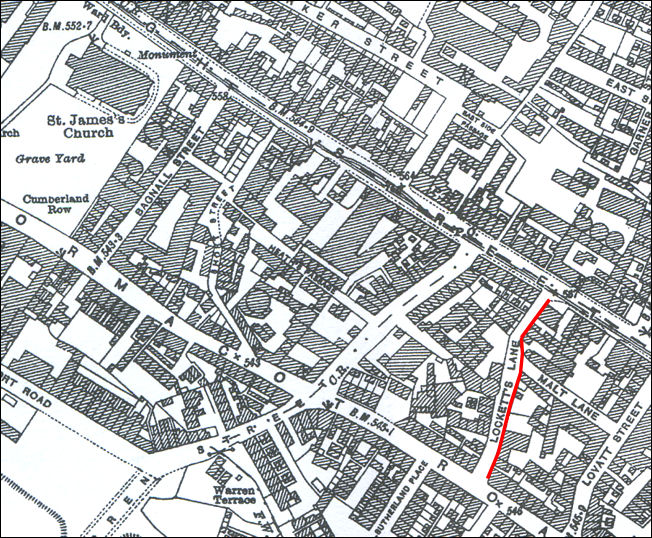 1922 OS map of Longton showing Lockett's Lane