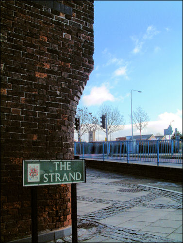 corner of the works on The Strand 