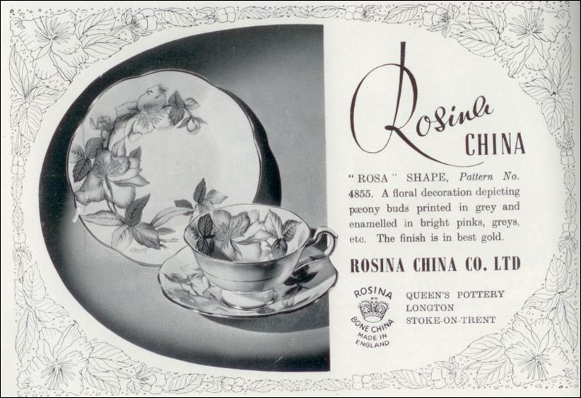 Rosina China Co. Ltd. Queen's Pottery, Longton, Stoke-on-Trent 